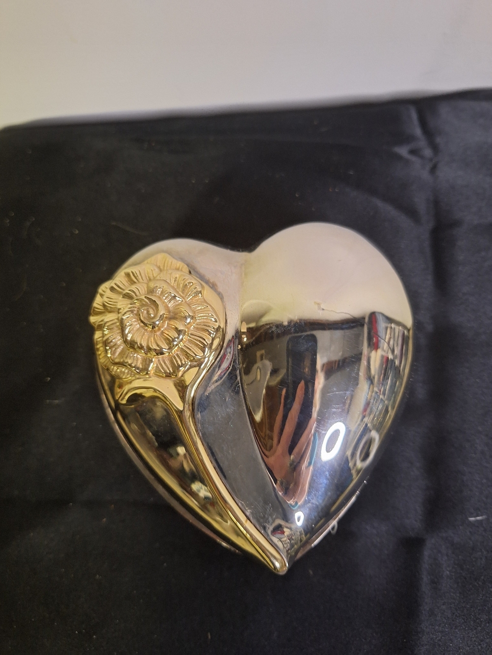 Gold & Silver Decorative Trinket Box with Floral Accent 6" X 5"
